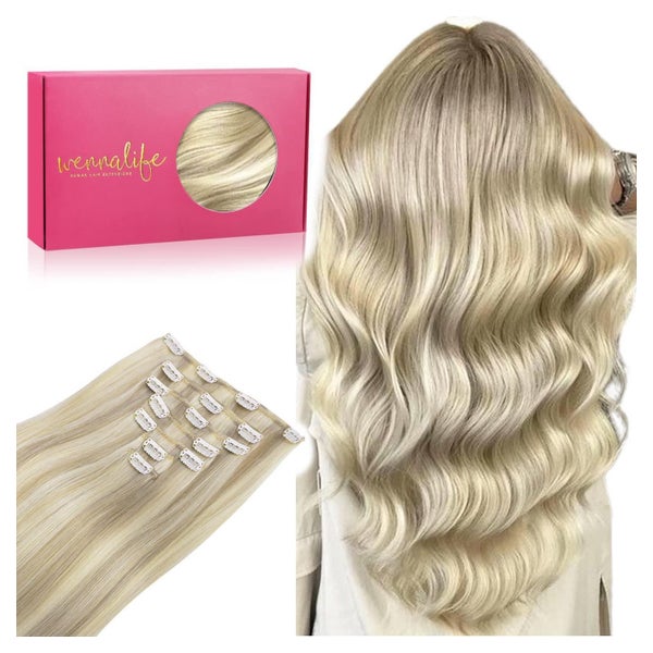 Extensions Clip in Echthaar 35cm 120g Aschblond hervorgehobe 1 St
