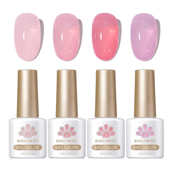 Nagellack UV Gel Nude Rosa Transparent 4PCS Muted Bloom Milk 1 St