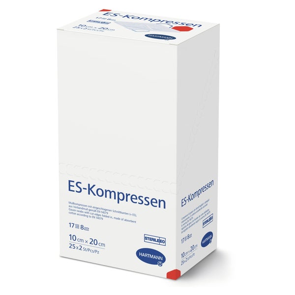 HARTMANN ES-Kompresse 10 x 20 cm, steril nach EN 14079 - Packung = 25 x (50 Stück) / Einzelpackung 50.0 St