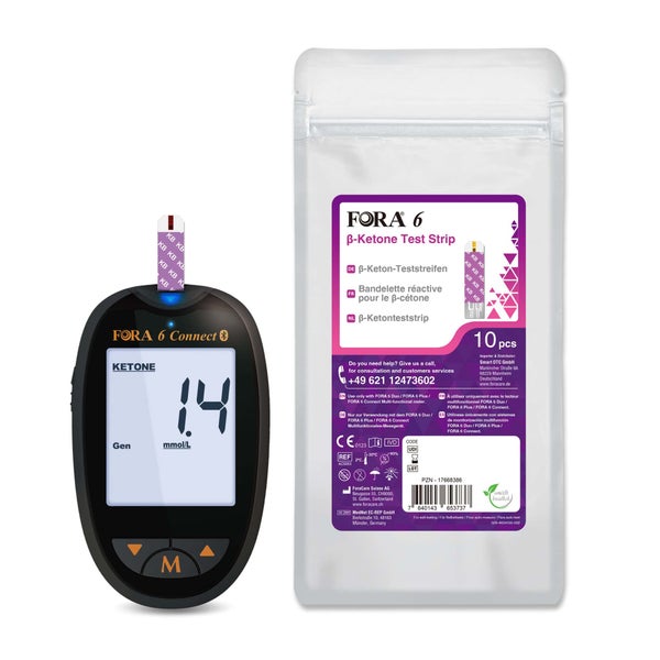 FORA 6 Connect Ketone-Messgeräts (Multi-Parameter) – mmol/l + 20 Teststreifen 1 St