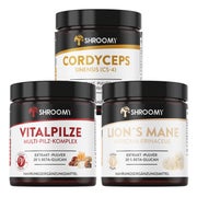 SHROOMY Lions Mane, Cordyceps, Vitalpilze Extrakt Pulver Set 3x70 g