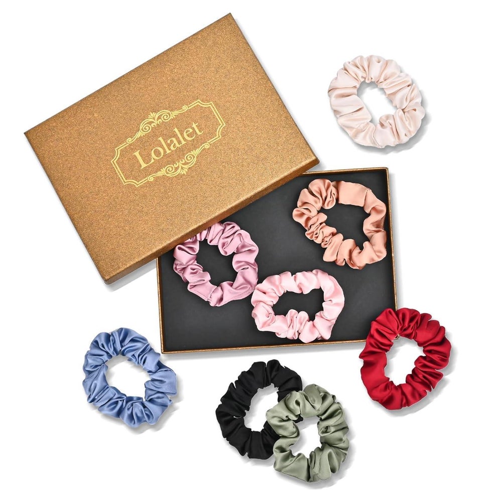 Lolalet Seide Scrunchies Damen Premium Satin Haargummis 8 Fa 1 St
