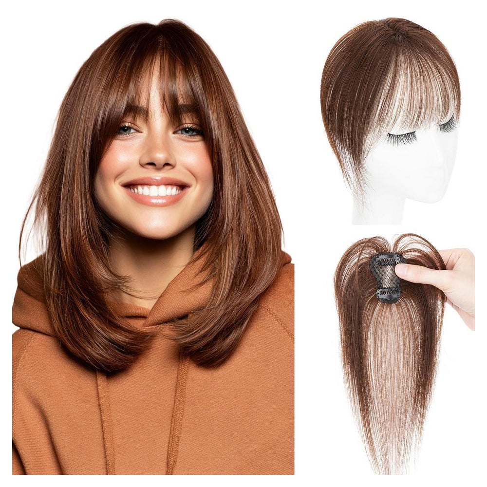 Pony Haarteil Clip in Echthaar Extensions Wispy Bangs 02 Dun 1 St