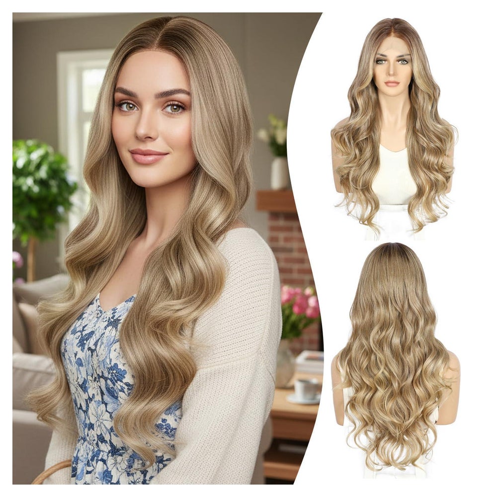 Perücke Lace Front Körperwelle Balayage Damen 26inch Blond 1 St