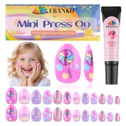 Nägel 24 Stück Kinder Mandel Kit Nagelkleber Rosa Bonbon 1 St