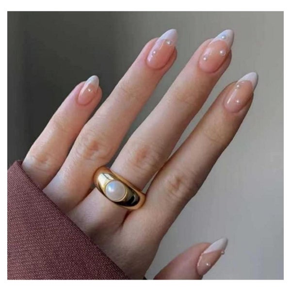 Kunstnägel 24er Mandel Oval Kurz French Weiß Pearls White&am 1 St