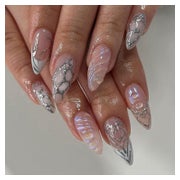 Künstliche Fingernägel Kurz Almond Nude Strass 3D Herz AKAK3 1 St