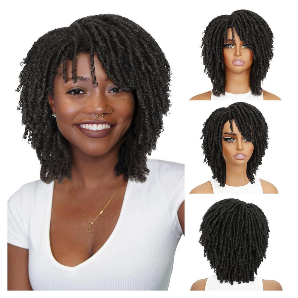 Perücke Afro Dreadlock Twist kurz synthetisch schwarz Natura 1 St