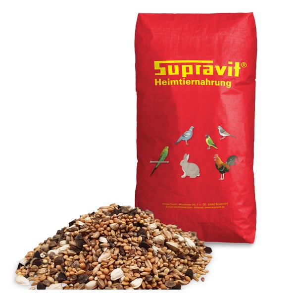 Supravit Vogelfutter Großsittiche Spezial  - leicht bekömmliches Sittich Futter ohne Sonnenblumenkerne I schmackhaftes Alleinfutter für Ziervögel & Papageien 25 kg