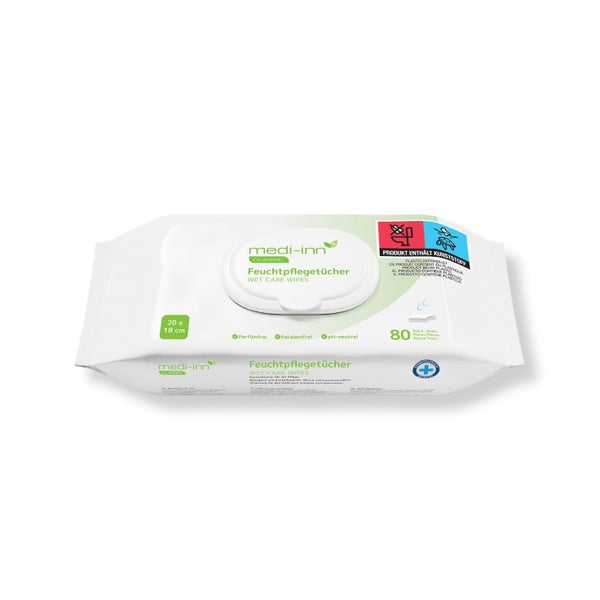 Medi-Inn Feuchtpflegetücher, 20 x 18 cm, parfüm- u. parabenfrei, pH-neutral, Wet Care Wipes 800 St