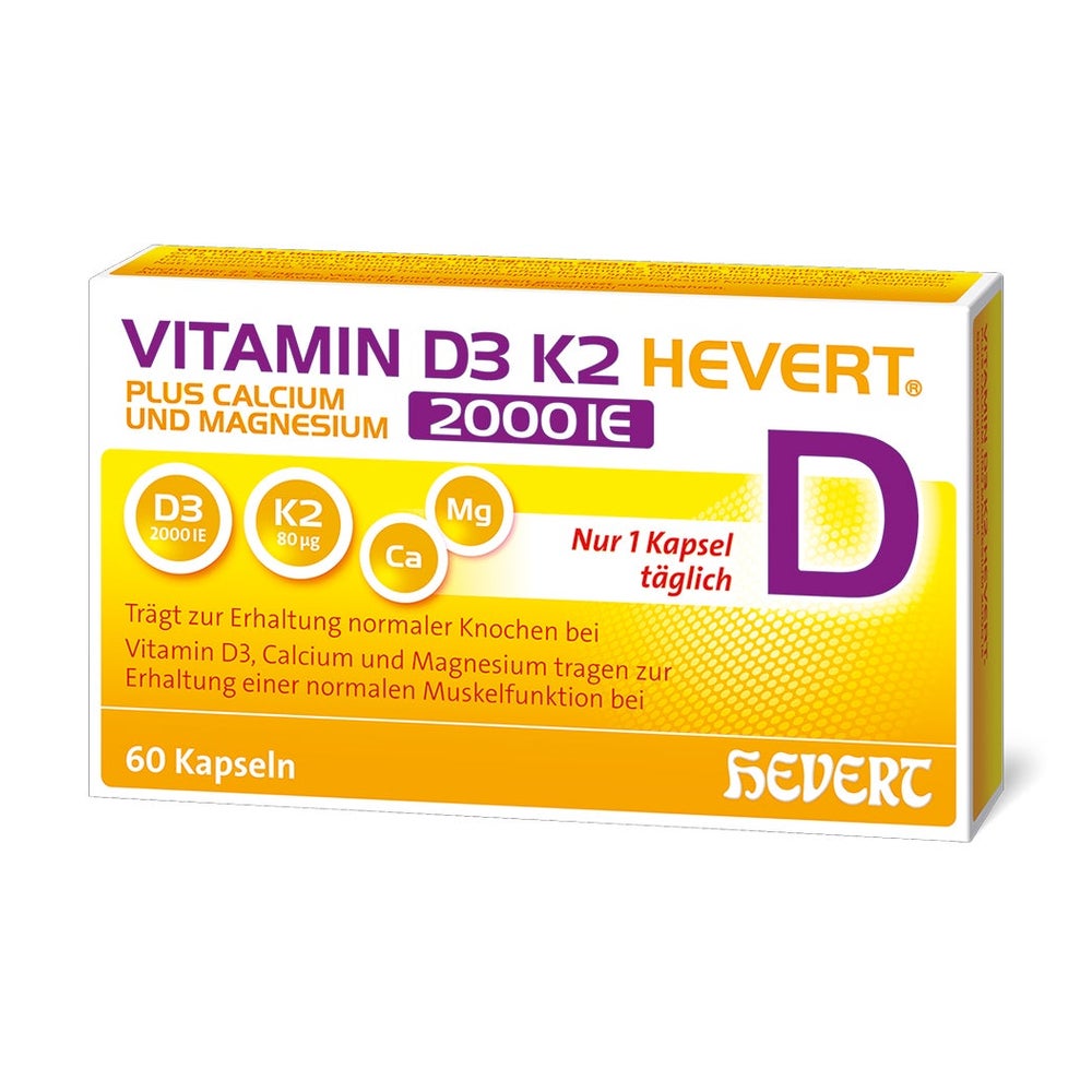 Vitamin D3 K2 Hevert+calcium U.magnes.2000 Ie Kps. 60 St