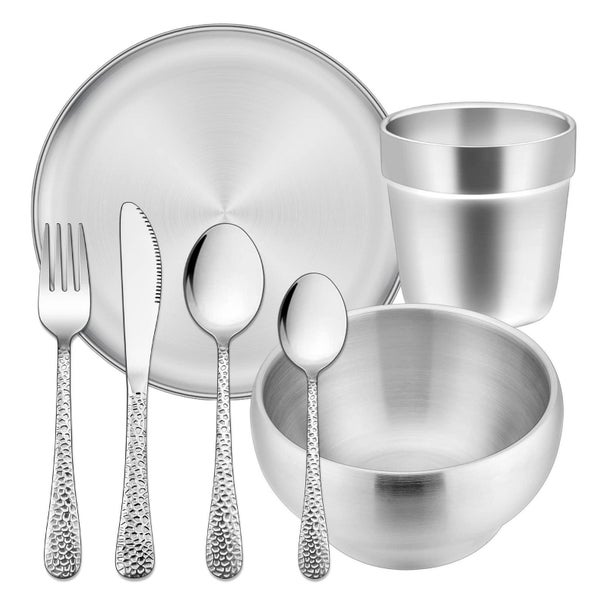 Edelstahl Kindergeschirr Set Besteck Teller Tasse 1 St