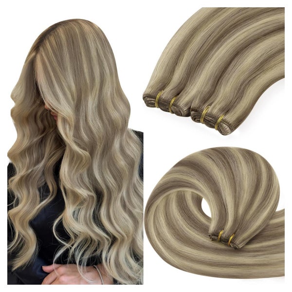 Tressen Echthaar Remy Weft 55cm 100g Braun 2-Weft-3-#P8A 60 1 St