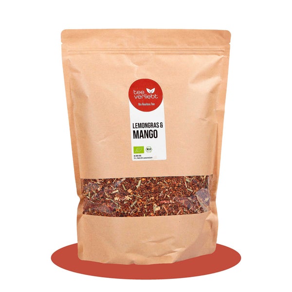 teeverliebt - Lemongras & Mango Bio loser Rooibostee Großpackung I Exotisch, mit fruchtiger Frische | 1kg 1000 g