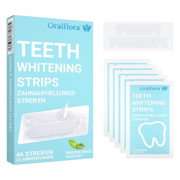 Oralflora Zahnaufhellung Bleaching – Whitening Strips, Zahnaufhellungsstreifen für weißere Zähne 46 St