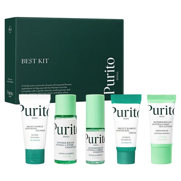 PURITO  Seoul Best Kit – Komplettes Hautpflegeset in Reisegröße | Hydratation, Beruhigung und Sonnenschutz 105 ml