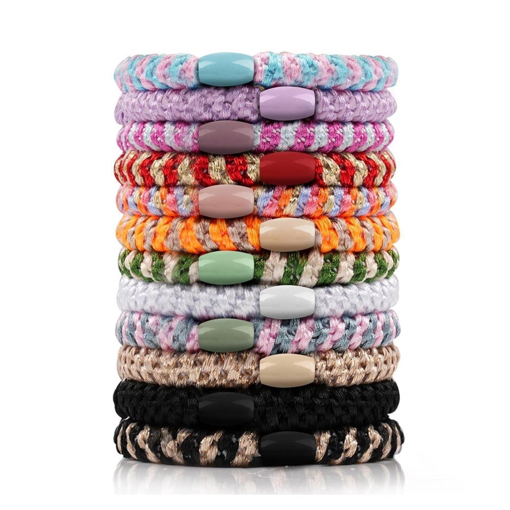 12 Stück Haargummi Damen Mehrfarbig Geflochten Hair Ties - E 1 St