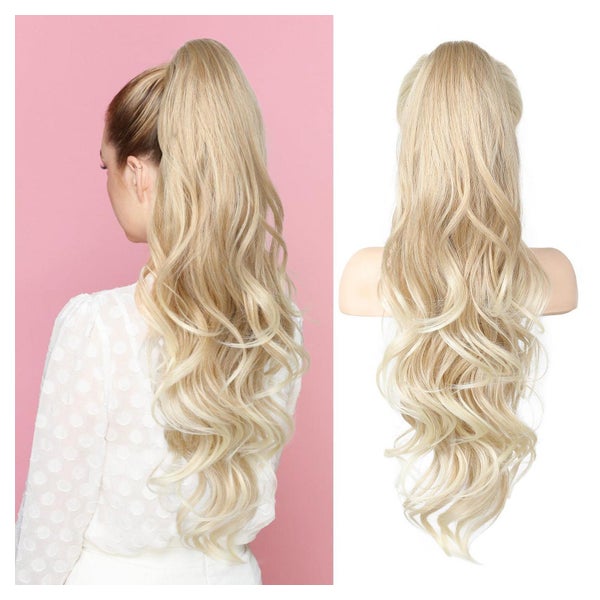 Pferdeschwanzverlängerung 66cm gewellt Clip 66 CM Blond bis 1 St