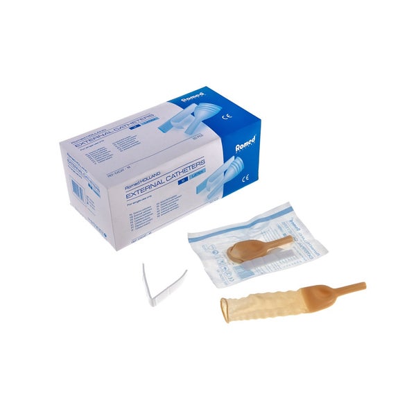 Romed Urinalkondom, externer Katheter, Latex, mit Klebestreifen, Gr. M (25 mm) 50 St