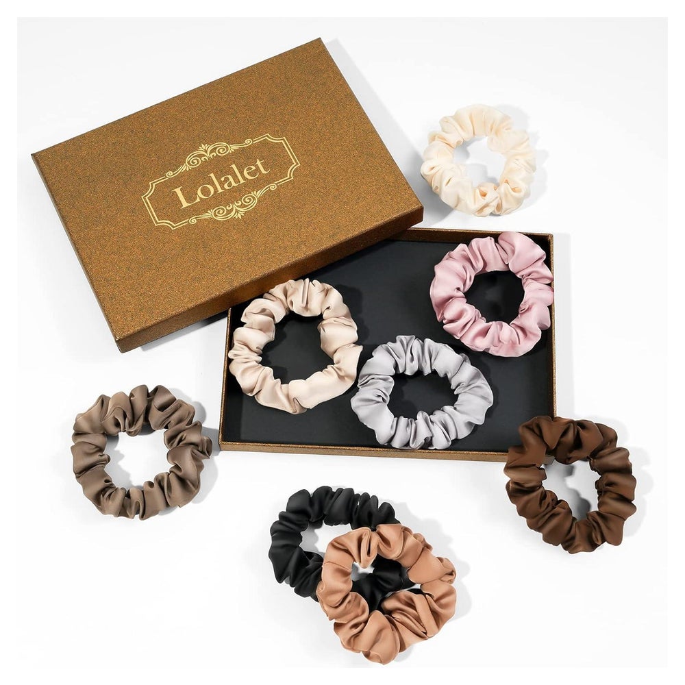 Lolalet Seide Scrunchies Haargummis Damen Premium Satin 8 Fa 1 St