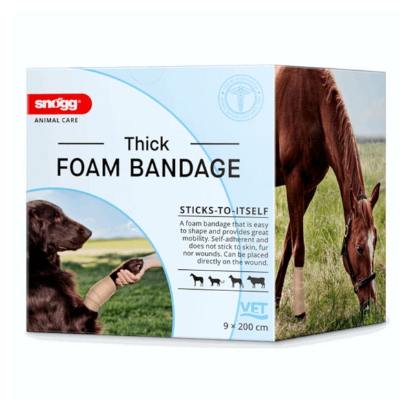Snögg Animal Care Thick Foam Bandage, 9 x 200 cm - Selbstklebender Verband für Tiere 1 St