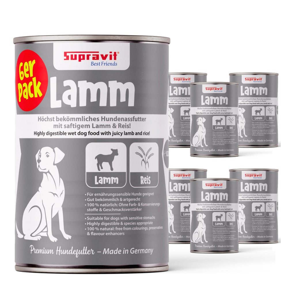 Supravit Hundenassfutter Lamm und Reis 6 x 820g 4920 g