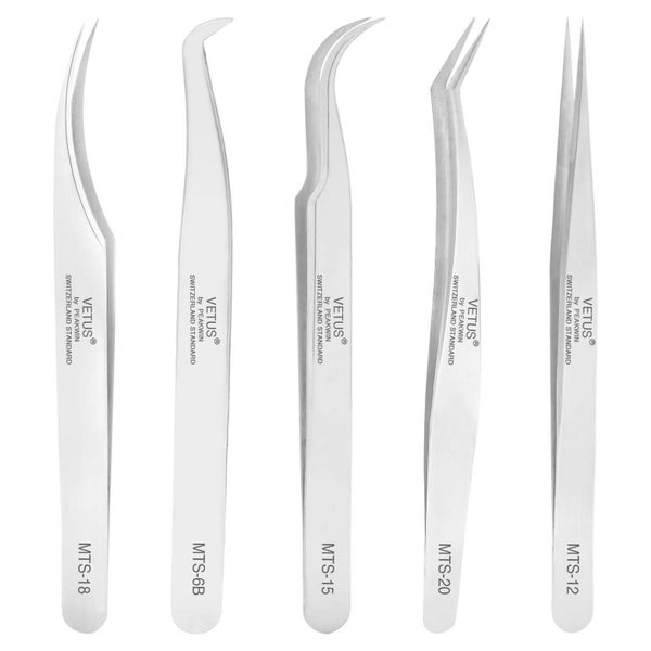 Wimpernpinzette Set 5 Stück Edelstahl Profi Wimpernverlänger 1 St
