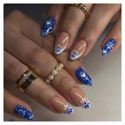 24 Stück Bohemian Style French Tip Press On Nails Mittel Län 1 St