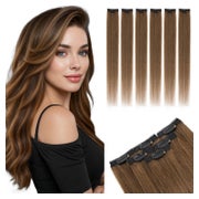 Clipin Extensions Echthaar 6 Stück 55cm 04 Schokoladenbraun 1 St