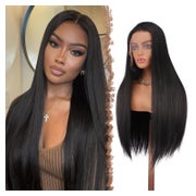 Perücke Lacefront Synthetik Haar Damen 75cm Natürlich Schwar 1 St