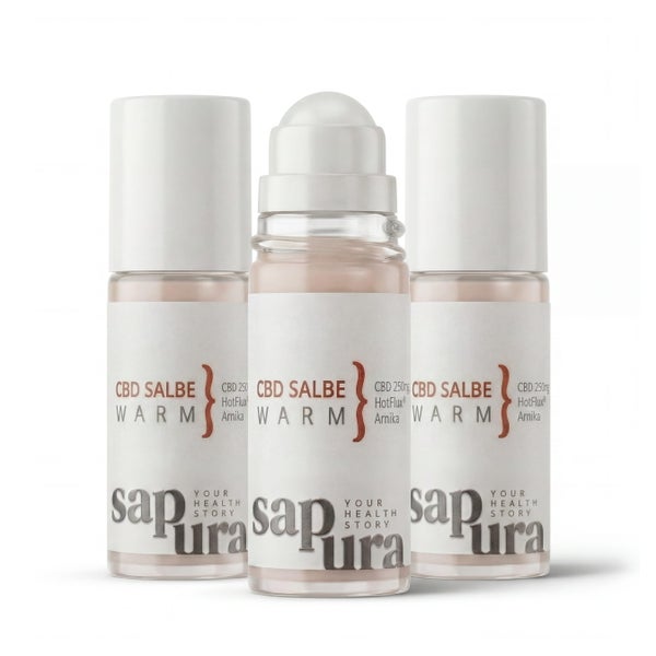 Wärme CBD Salbe | 250mg CBD | praktischer Roll-On | 3er Set 150 ml