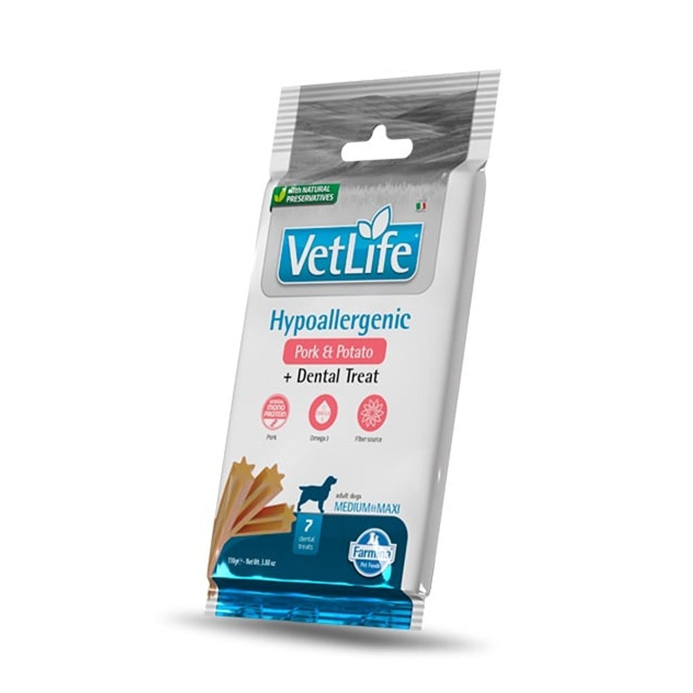 FARMINA Vet Life Dental Treat Hypoallergenic Pork Medium/Maxi (7 szt) dentale Leckerlis für mittelgroße und große Hunde 0,1 kg