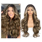 Perücke Lacefront Synthetik Ombre Balayage 26inch Braun Mix 1 St