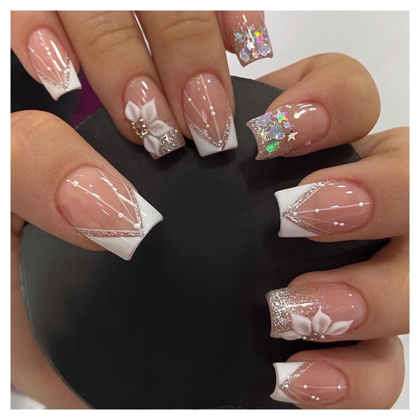 Künstliche Nägel 24er Set eckig glänzend rosa zum Aufkleben 1 St