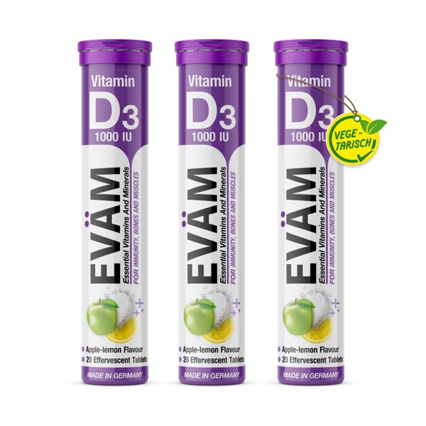 Vitamin D3 1000 IU Brausetabletten hochdosiert 3er Pack 60 St