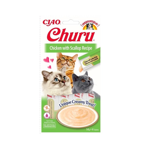 INABA Churu Cat Püree Huhn mit Jakobsmuschel 4 x 0,06 kg
