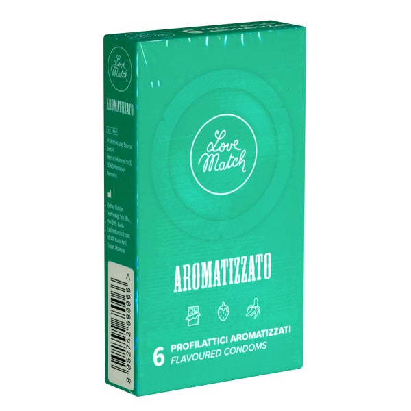 Aromatizzato – 6 Kondome, bunte Farben, Aromen, 53 mm (6 Kondome) 6 St
