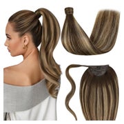 Ponytail Extension Echthaar Dunkelbraun Honigblond 70g 35 cm 1 St