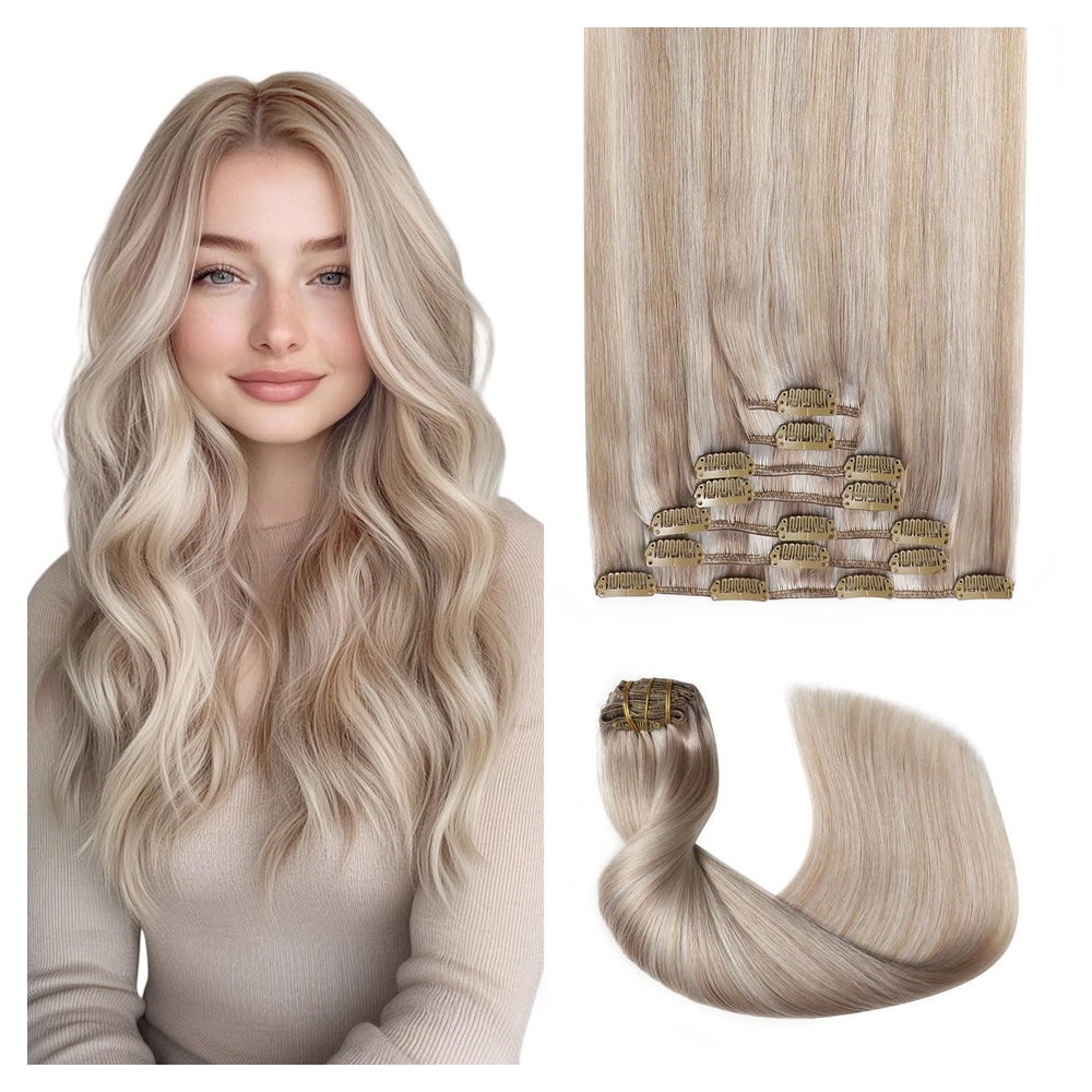 Haarverlängerung 50cm #18p1000 Aschblond Highlight Gebleicht 1 St