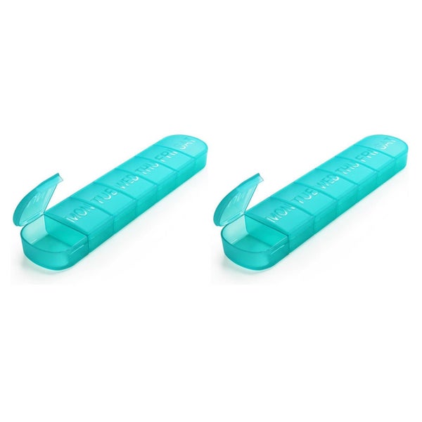 FHORAIN Pillenbox 7 Tage groß, 2er-Pack Cyan