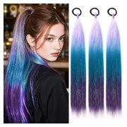 Zopf Haarteil Pferdeschwanz Synthetik 60cm Hellviolett Blau 1 St