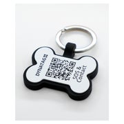 Hundemarke Knochenform Silikon Weiss – QR-Code Tier-ID mit Online-Profil 1 St