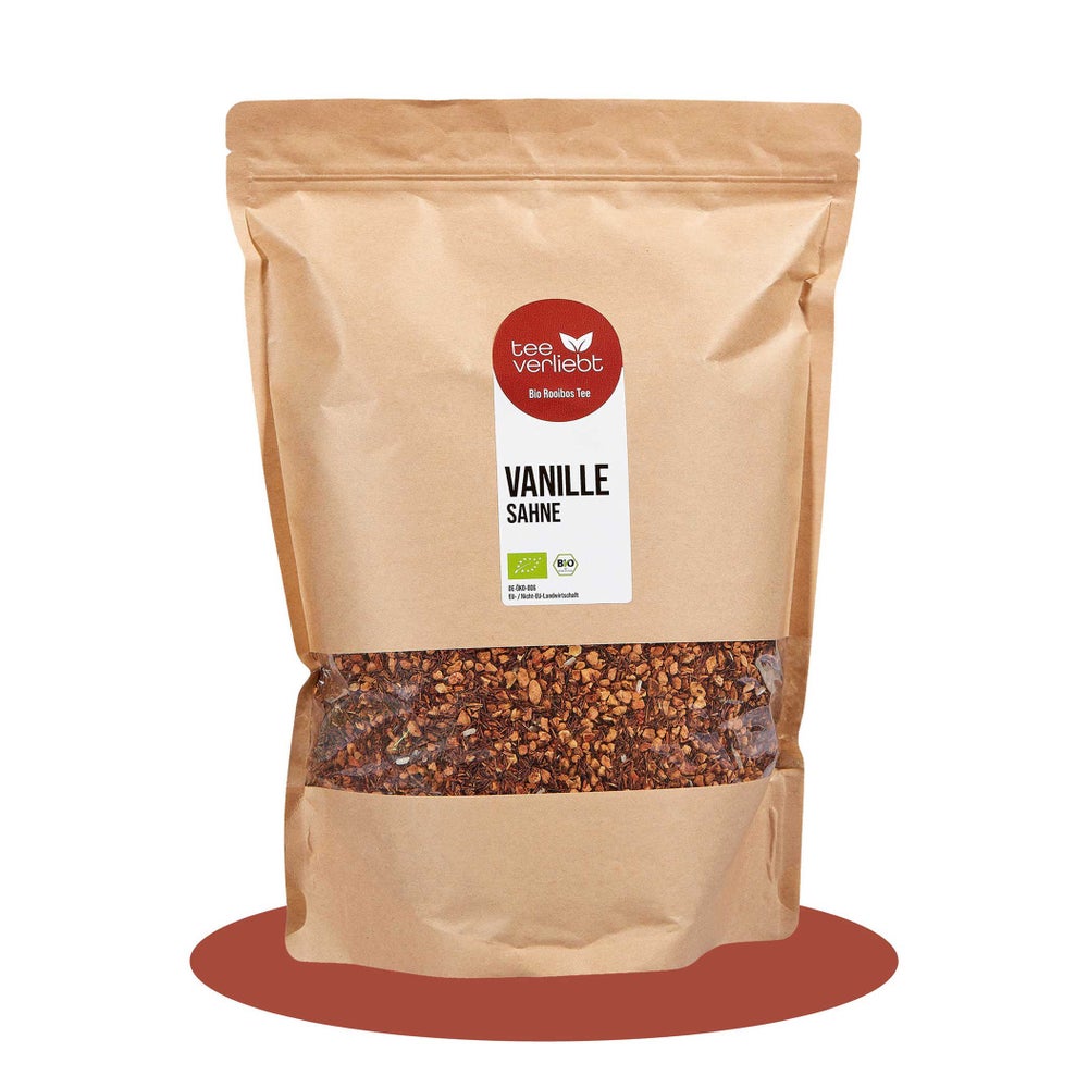 teeverliebt - Vanille Sahne Bio Rooibostee Großpackung I Weicher Rooibos mit Vanille-Sahne-Aroma | 1kg 1000 g