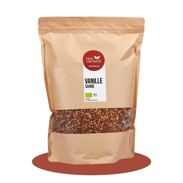 teeverliebt - Vanille Sahne Bio Rooibostee Großpackung I Weicher Rooibos mit Vanille-Sahne-Aroma | 1kg 1000 g