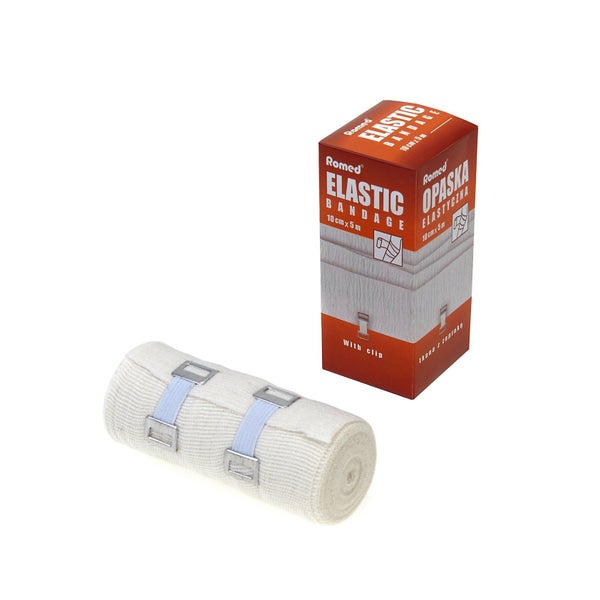 Romed Elastische Mittelzugbinden mit Halteklammer in Folie, 10 cm x 5 m, 1 Pack 5 m