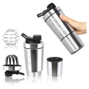 Protein Shaker 700+200ml Edelstahl Eiweiß Becher Pulverfach 1 St
