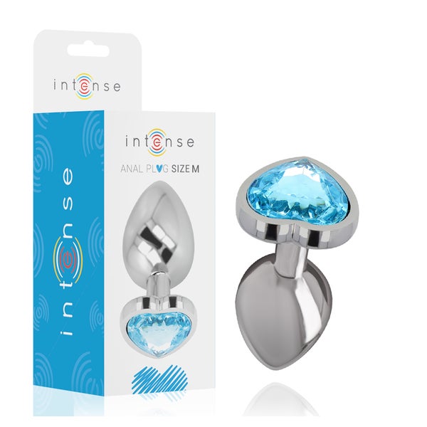Intense - Aluminium-metall-anal-stecker, Blaues Herz, Größe