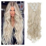 TESS Clip in Extensions, 8 Tressen, 18 Clips, Gewellt, 60cm, Ombre