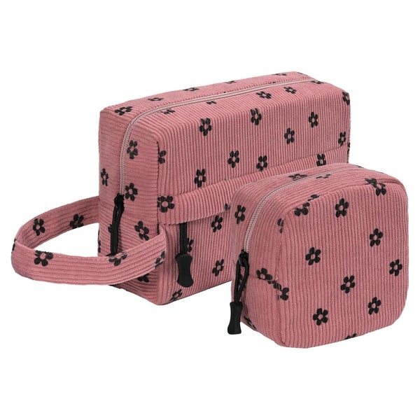 Kosmetiktasche Damen Cord Kulturtasche Kosmetikbeutel Pink P 1 St