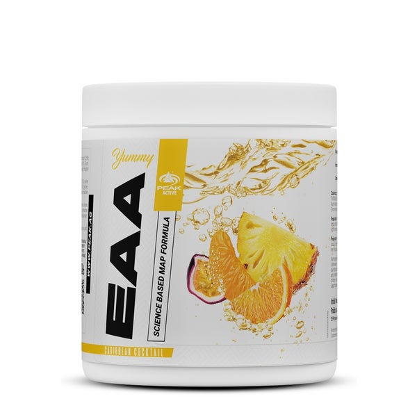 PEAK Yummy EAA - 400g - Geschmack Caribbean Cocktail I 25 Portionen I essenzielle Aminosäuren I optimierte Matrix zur Proteinbiosynthese I MAP - Formel I Muskelaufbau & -versorgung I vegan